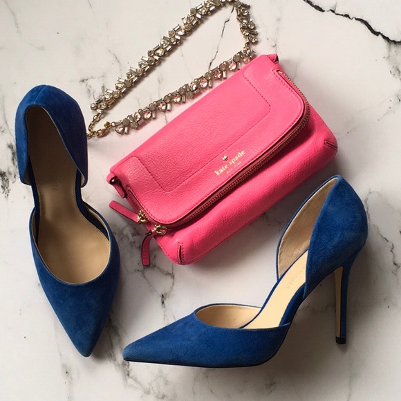 Boston Proper Shoes - Boston Proper Blue Suede Pumps